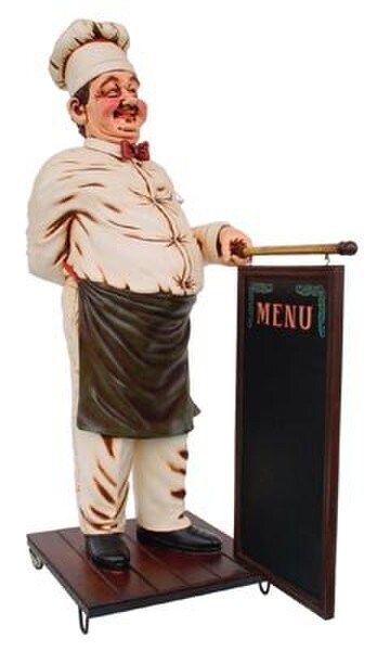 Chef Statue Holding Chalk Board Menu for outside your resturant
